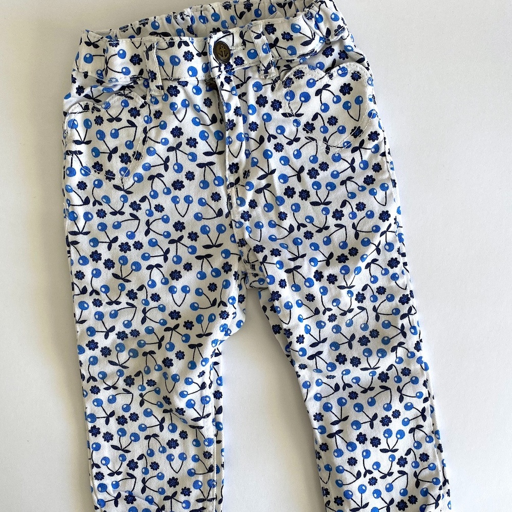 H&M Blue Cherry Print Jeans 9-12M